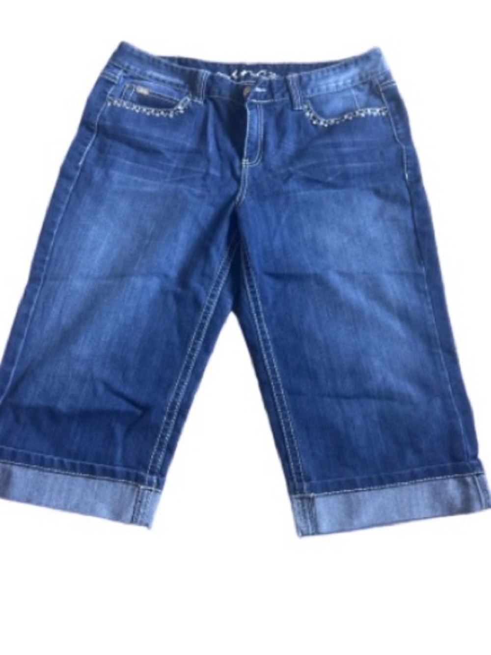 International concepts y2k Blue Denim Capri Pants with rhinestone detail